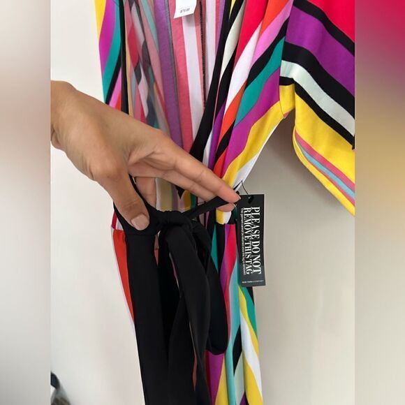 NWT New York & Company Multicolor Sheer Wrap Maxi Dress - Picture 12 of 13